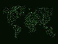 Framed World Map Green Wire