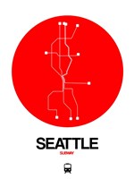 Framed Seattle Red Subway Map