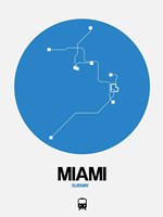 Framed Miami Blue Subway Map
