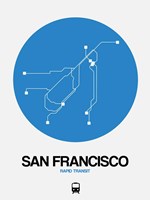 Framed San Francisco Blue Subway Map