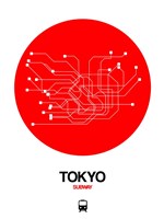 Framed Tokyo Red Subway Map
