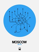 Framed Moscow Blue Subway Map