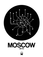 Framed Moscow Black Subway Map