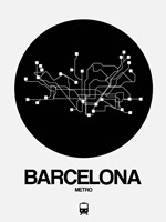 Framed Barcelona Black Subway Map