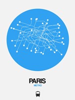 Framed Paris Blue Subway Map