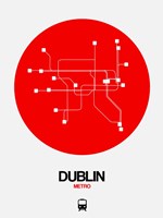Framed Dublin Red Subway Map