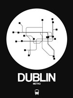 Framed Dublin White Subway Map
