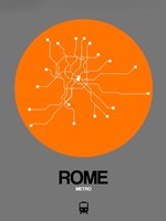 Framed Rome Orange Subway Map