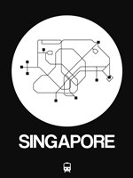Framed Singapore White Subway Map