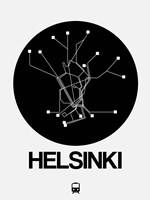 Framed Helsinki Black Subway Map