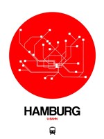 Framed Hamburg Red Subway Map