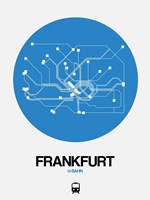 Framed Frankfurt Blue Subway Map