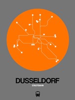 Framed Dusseldorf Orange Subway Map