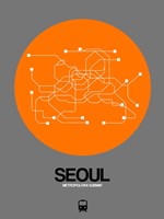 Framed Seoul Orange Subway Map