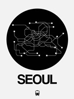 Framed Seoul Black Subway Map