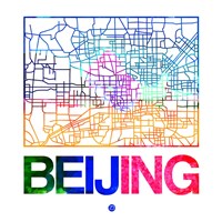 Framed Beijing Watercolor Street Map