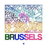 Framed Brussels Watercolor Street Map