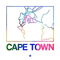 Framed Cape Town Watercolor Street Map