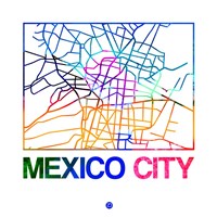 Framed Mexico City Watercolor Street Map