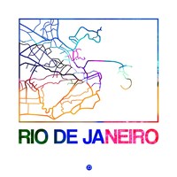 Framed Rio De Janeiro Watercolor Street Map