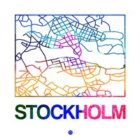 Framed Stockholm Watercolor Street Map