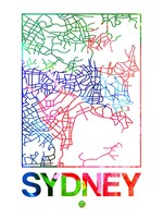 Framed Sydney Watercolor Street Map