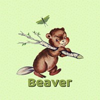 Framed 'Cute Baby Beaver' border=