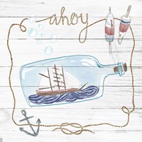 Framed Ship in a Bottle Ahoy Shiplap