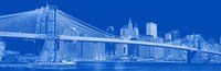 Framed Brooklyn Bridge & East River in Blue