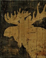 Framed 'Rustic Lodge Animals Moose' border=