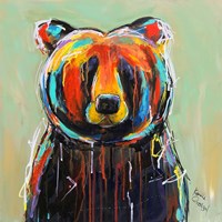 Framed Painted Black Bear