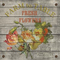 Framed 'Farm to Table - Fresh Flowers' border=