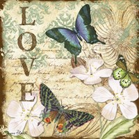 Framed 'Inspirational Butterflies - Love' border=