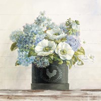 Framed 'Anemones in Hatbox Shiplap' border=