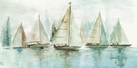 Framed Blue Sailboats I