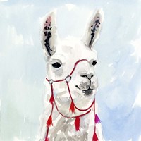 Framed 'Watercolor Llama I' border=