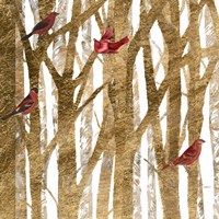 Framed 'Red Bird Christmas I' border=