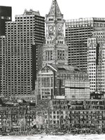 Framed B&W Us Cityscape-Boston