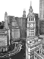 Framed B&W Us Cityscape-Chicago