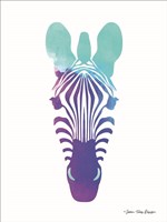 Framed Violet and Teal Zebra