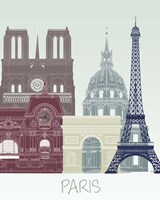 Framed 'Paris Skyline' border=