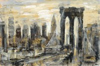 Framed Brooklyn Bridge Gray and Gold