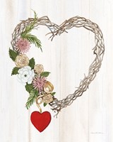 Framed Rustic Valentine Heart Wreath I