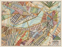 Framed Modern Map of Boston
