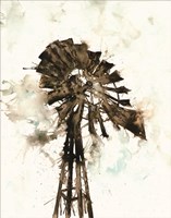 Framed Watercolor Windmill