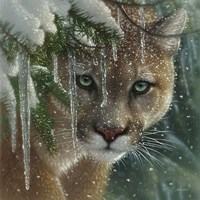 Framed Cougar - Frozen