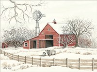 Framed Winter Barn with Windmill