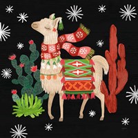 Framed Lovely Llamas IV Christmas Black