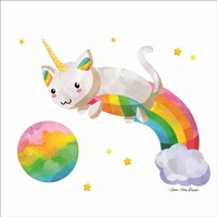 Framed 'Rainbow Caticorn II' border=