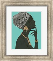 Framed Graceful Majesty I Turquoise Crop